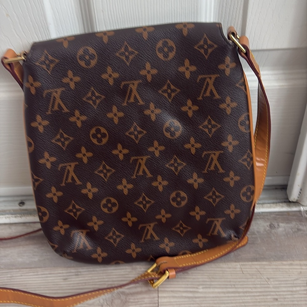 Monogram Crossbody Shoulder Bag in Brown and Tan - Picture 4 of 8
